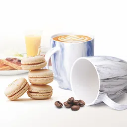 Treo Red Set of 6 Marble Printed Mugs - 240 ml Each-41