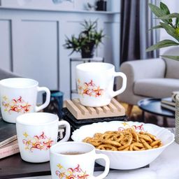 Cello Regalia 5 Pieces White Gift Set of Ricca Mugs & Multipurpose Bowl-4