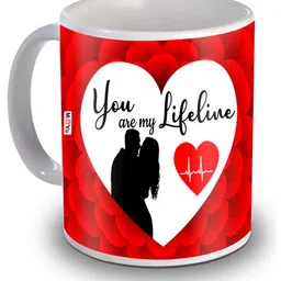 ME & YOU Red Printed Ceramic Glossy Coffee Mug 320 ml-image-83