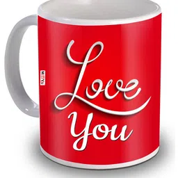 ME & YOU Red Printed Ceramic Glossy Mug 320 ml-image-86