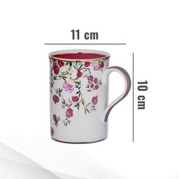 Troveas White & Pink Printed Bone China Glossy Mugs Set of Cups and Mugs image 3