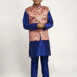 KRAFT INDIA Boys Blue Dupion Silk Kurta with Pyjamas-picture-56