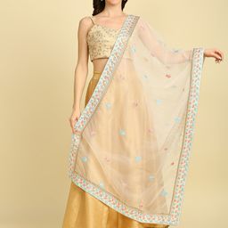 Dupatta Bazaar Embroidered Organza Dupatta with Thread Work-16