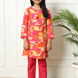 Readiprint Fashions Girls Floral Printed Regular Pure Cotton Kurta with Trouser-picture-24