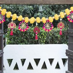 Kaameri Bazaar Lotus String Toran With Gota Patti Ring & pom pom-94
