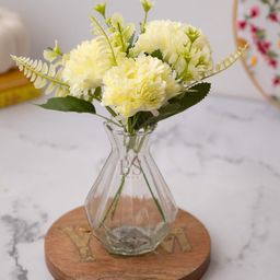 BS AMOR Off-White Dahlia Artificial Flowers With Glass Vase-image-20