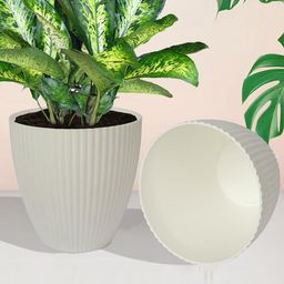 Kuber Industries Set Of 6 White & Red Mega Flower Pot-88