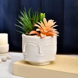 TAYHAA White & Green Succulent Artificial Flowers and Plants-42