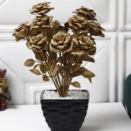 FOLIYAJ Gold Toned & Black Artificial Flowers and Plants-40