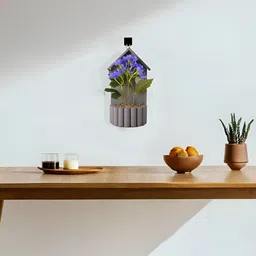 Kuber Industries Grey & Green Hydrangea Artificial Flower With Pot image 3