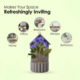Kuber Industries Grey & Green Hydrangea Artificial Flower With Pot image 5