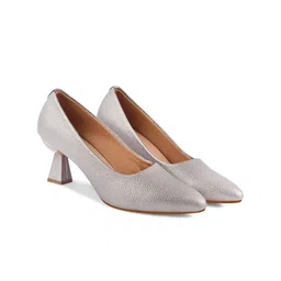 SHUZ TOUCH Textured Pointed Toe Block Heeled Pumps image 4