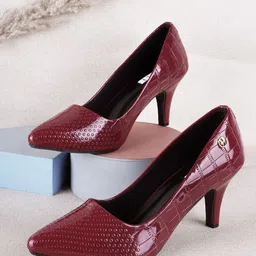 ELLE Textured Pointed Toe Slim Pumps-52