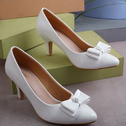 Get Glamr Women White Solid Pumps-98