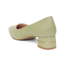 Sherrif Shoes Textured Pointed Toe Block Heels Pumps image 3
