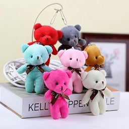 MIK CUTE SOFT TEDDY PACK OF 6 KEY CHAIN FOR MULTI PURPOSE USE BEST FOR GIFT HANG ON PURSE image 1