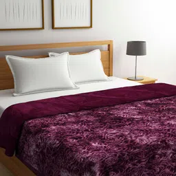 KLOTTHE Maroon & Pink Floral Printed Heavy Winter Double Bed Quilt-image-6