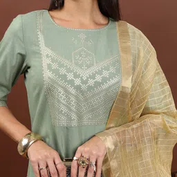 KETCH Ethnic Motifs Yoke Design Regular Kurta With Palazzos & Dupatta image 2