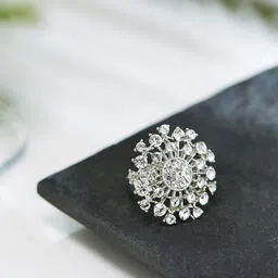 ATIBELLE Silver-Plated Cubic Zirconia Studded Ring-picture-19