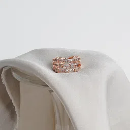 JOKER & WITCH Rose Gold-Toned & White Stone-Studded Finger Ring-17