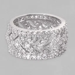 Rubans Rhodium-Plated Cubic Zirconia Stone-Studded Finger Ring image 2