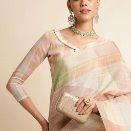 DOI MOI Colourblocked Pure Linen Chettinad Saree-39