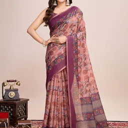 Mitera Ethnic Motifs Printed Saree With Unstitched Blouse Piece-image-96