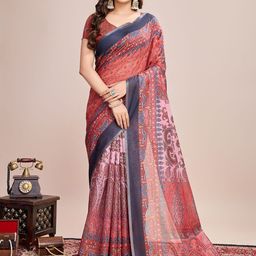 Mitera Ethnic Motifs Printed Saree With Unstitched Blouse Piece-image-99