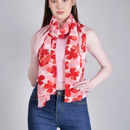 DressBerry Red Floral Printed Scarf-47