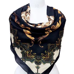 Leeza Store Ethnic Motifs Printed Satin Scarf-11