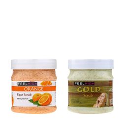 FEELHIGH Set of Orange & Gold Organic Face & Body Scrub - 500 ml each-50