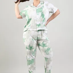 INSTAFAB PLUS Tie and Dye Cuban Collar Casual Shirt With Trousers-image-72
