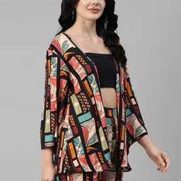 vibes by deebaco DEEBACO Printed Open Front Shrug & Shorts-picture-18