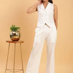 BohoJazz Formal Serene Lapel Collar Sleeveless Linen Waistcoat & Trouser-37