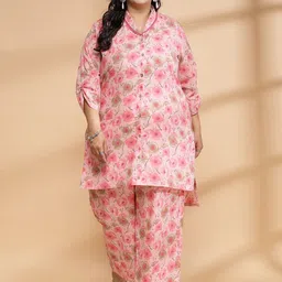 Sringam Plus Size Printed Plus Size Tunic With Trousers Co-Ords-image-32