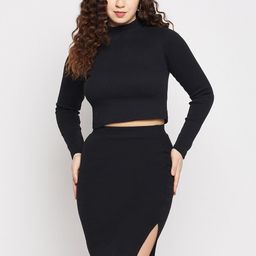 Club York Ribbed High-Neck Top With Skirt Co-Ords-picture-1