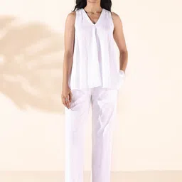 trueBrowns Malang V-Neck Flared Top with Mid- Rise Trouser Co-Ords-image-83