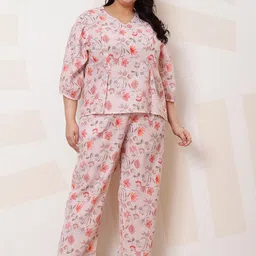 Athena Ample Plus Size Floral Printed Top With Trousers Co-Ords-image-85