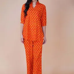 TSUCCHI TRADITIONS Printed Pure Cotton Top and Trousers Co-Ords-image-46