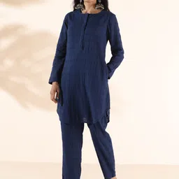 trueBrowns Malang Self-Design Pure Cotton Round Neck Tunic With Trousers Co-Ords-image-97