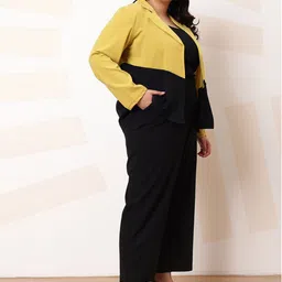 Athena Ample Black Plus Size Colourblocked Top and Blazer With Trouser Co-Ords Set image 4