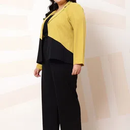 Athena Ample Black Plus Size Colourblocked Top and Blazer With Trouser Co-Ords Set image 5