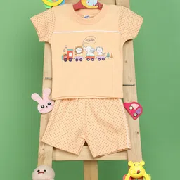 V-Mart Infant Boys Printed Pure Cotton T-shirt with Shorts-image-7
