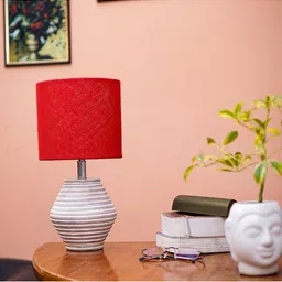Pinecraft INTERNATIONAL Red & White Atury Table Lamp with Shade-29
