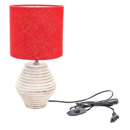 Pinecraft INTERNATIONAL Red & White Atury Table Lamp with Shade image 2