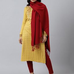 AURELIA Women Red Solid Shawl-picture-30