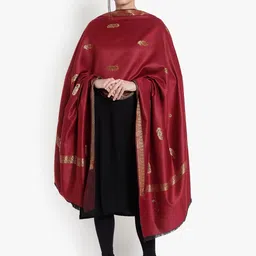Mizash Women Maroon Embrioidered Shawl-image-55