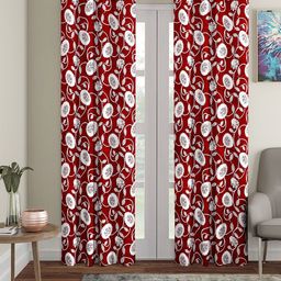 KLOTTHE Maroon & White Set of 2 Floral Door Curtain-16