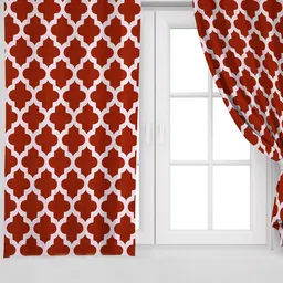 HOMEMONDE Rust & White Set Of 2 Geometric Printed Window Curtain-2