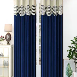 Homefab India Navy Blue Set of 2 Door Curtain-13
